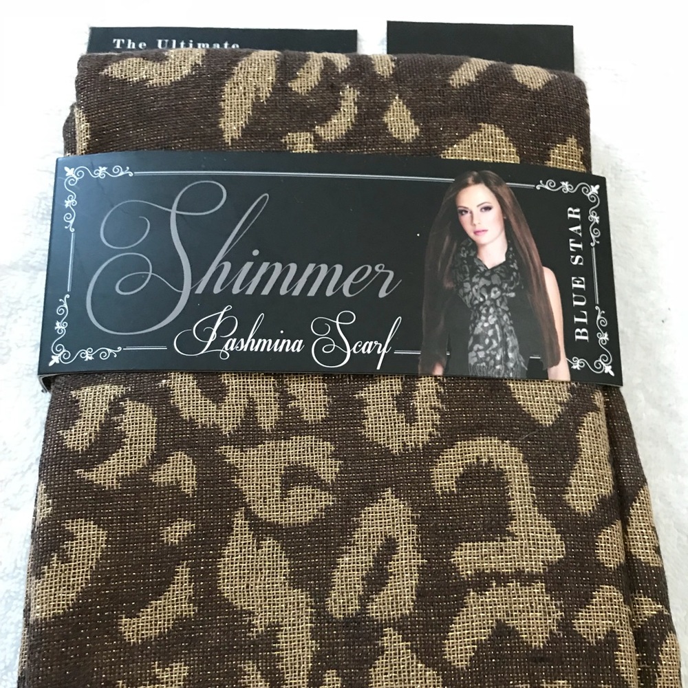 Women’s Pashmina Scarf, Shimmer, Color Brown